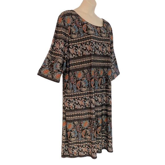⭐️Single LA Paisley Ethnic Mixed Print Thin Stretch Knit Office Casual Dress - Picture 5 of 8